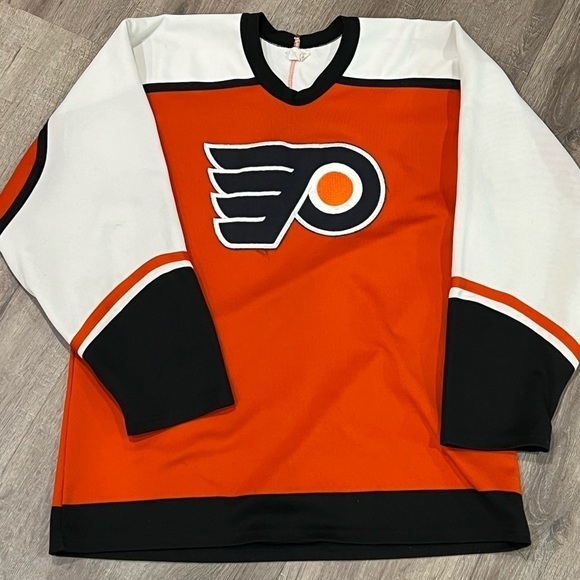 VTG Vintage 80’s Philadelphia Flyers NHL Maska Ultrafil Sz M Embroidered Jersey - Picture 3 of 10